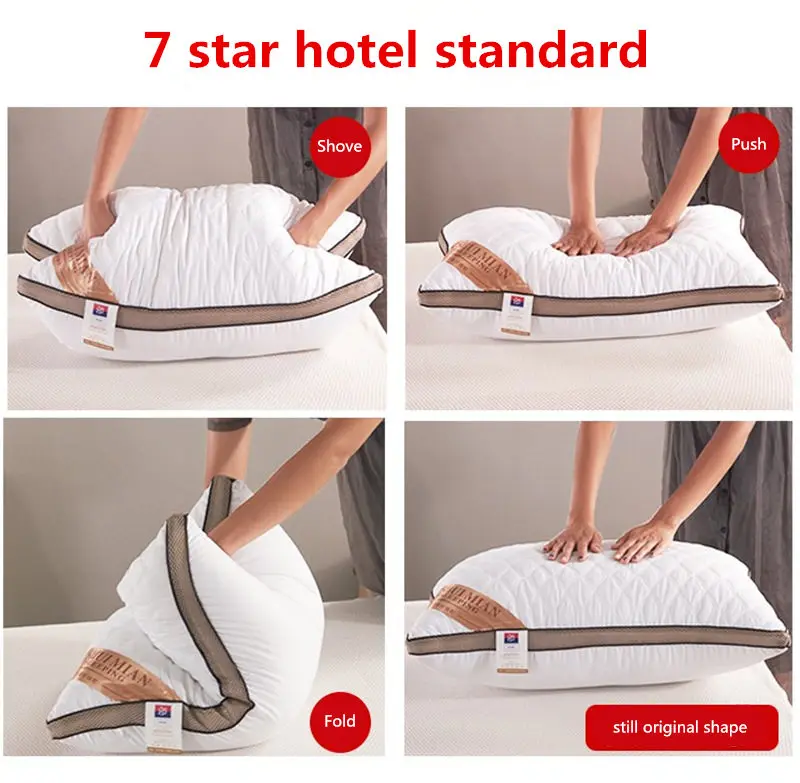 

High quality 7 star hotel standard Feather Fabric pillow.Hotel super stretch pillow.Neck pillow can be washed.45X65X18cm 32