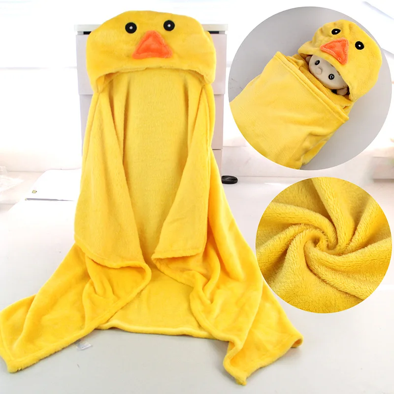 Полотенце с капюшоном для новорожденных Детское банное полотенце для малышей одеяло детское пончо полотенце с капюшоном для новорожденных Пеленальный Конверт для младенцев одеяло - Цвет: yellow duck