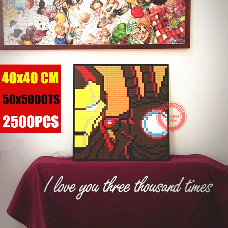 

2500PCS Pixel Art Collection MOC Mosaic Painting fit Marvel Avengers Spiderman Ironman Hulk Building Blocks bricks Gift