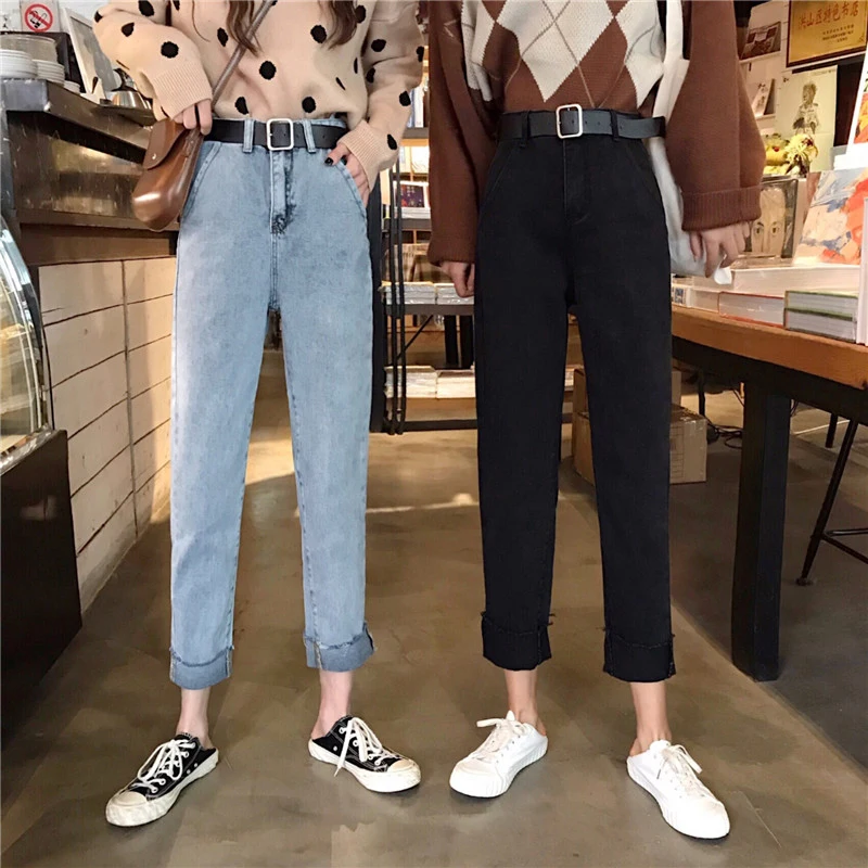 

2 Colors Mihoshop Ulzzang Korean Korea Women Fashion Clothing High Waist Denim Casual Cowboy Denim Jeans Pants