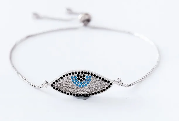 

gold silver rose gold Chain turkish eye bracelet micro pave cz zircon rope adjusted Macrame bracelet xh44 Charm Bangles