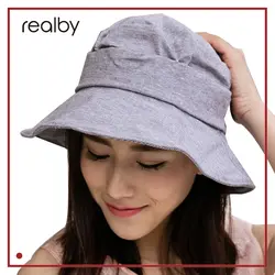 REALBY летние шляпы от солнца винтаж лук летние шапки для женщин Защита от солнца пляжная шляпа с полями кепки повседневное путешествия
