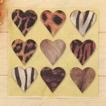 

Free Shipping 200pcs Vintage Paper Napkins Cocktail Party Cordials with Fun Heat Design Leopard Printed Napkins Yellow Grey