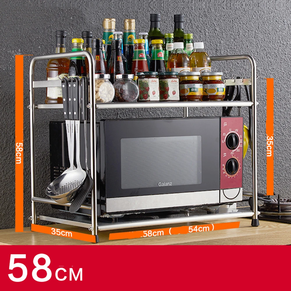 

2-Tier 58cm Multi-functional Kitchen Storage Shelf Table Rack Microwave Oven Shelving Unit Bathroom Book Shelf