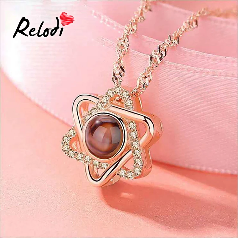 

Relodi Romantic Love Memory Necklace I Love You 100 languages Pendant Necklaces for Lover Choker Valentines Day Gift SP2333