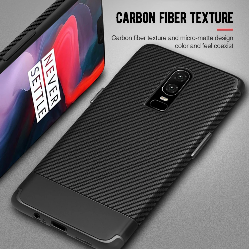 Silicone TPU Matte Case For Oneplus 6 5 5T Carbon Fiber Shockproof Cover For One Plus 6 Soft