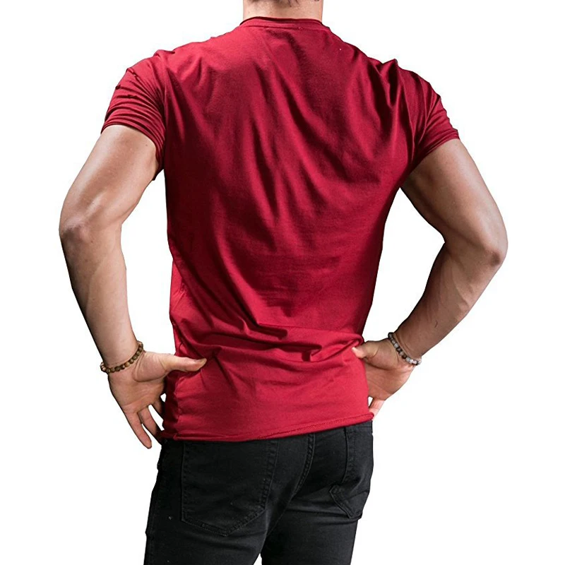 Uwback Summer Men's Plus Size 3XL Short Sleeve Ripped Hole Zipper Casual Hip Hop T-Shirts image 6