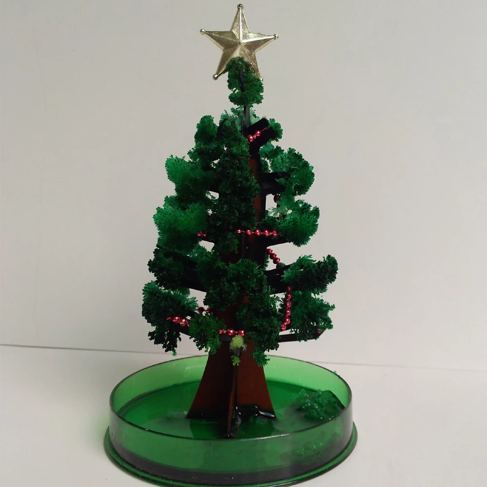 

2019 170mm H DIY Visual Magic Growing Paper Green Crystal Tree Magical Grow Funny Christmas Trees Kids Baby Toys For Children