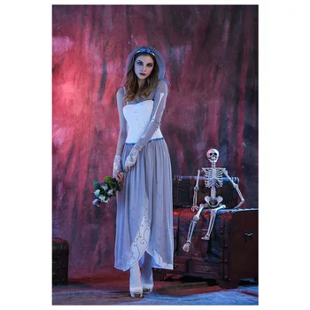 

Halloween Costumes 2019 New White Devil and Angel Character Playing Clothes Ghost Bride Dresses for Women New Arrival Sets