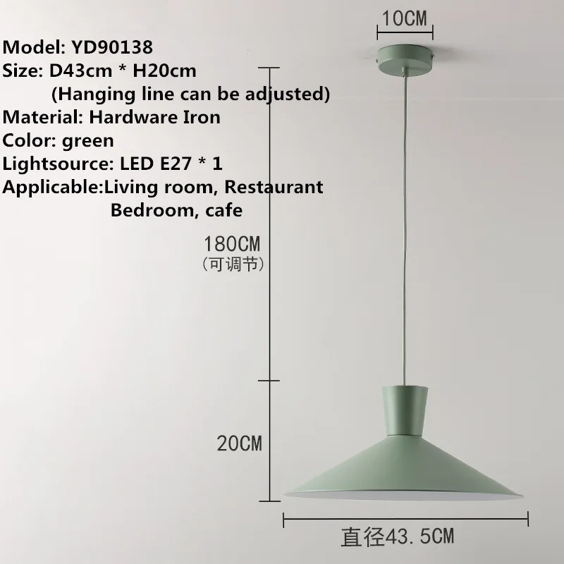 Современный скандинавский минималистичный креативный подвесной светильник для бара, лампы для гостиной, светильники для столовой, подвесные светильники для ресторана - Цвет корпуса: B style green D43cm