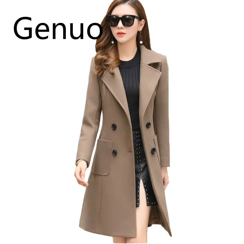 Women Winter Wool Coats Warm 2019 Slim Fit Fashion Casual Office Lady Blends Womans Coat Jacket Khaki  New