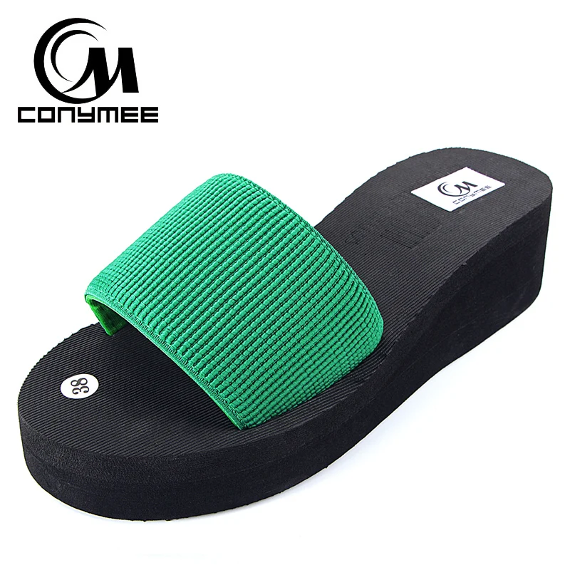 

CONYMEE New 2018 Summer Platform Shoes Woman Sandals High Heel Home Slippers Sandalia Feminina Wedges Flip Flops Indoor Slipper