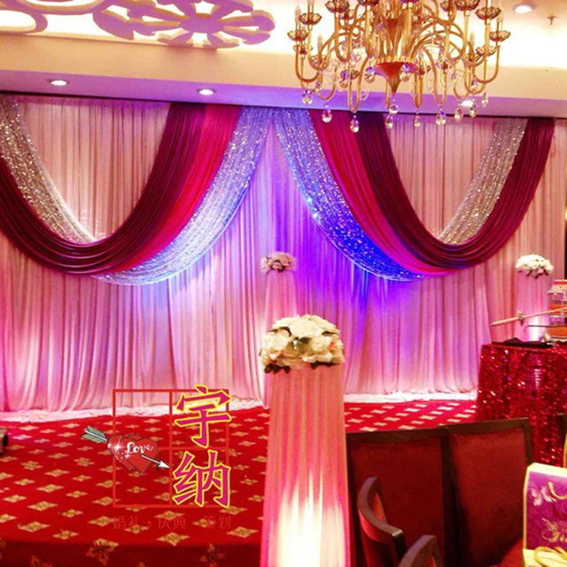 New 3*6m red silver sequin white wedding backdrop curtain set wedding