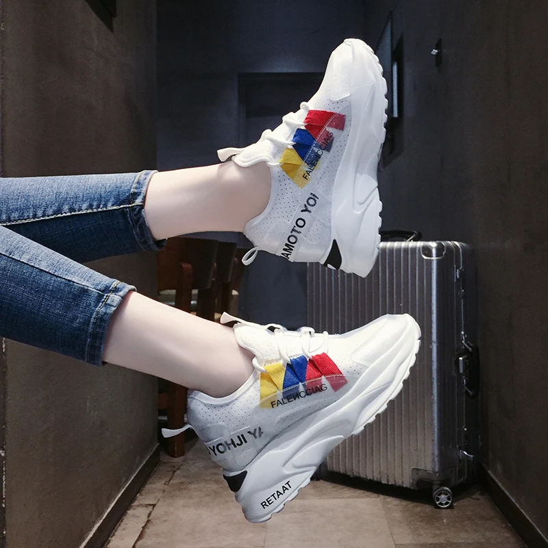 

Women White Shoes Wedges Within Higher Platform Shoes Breathable Mesh Casual Shoes Zapatillas Deportivas Mujeres595237427499