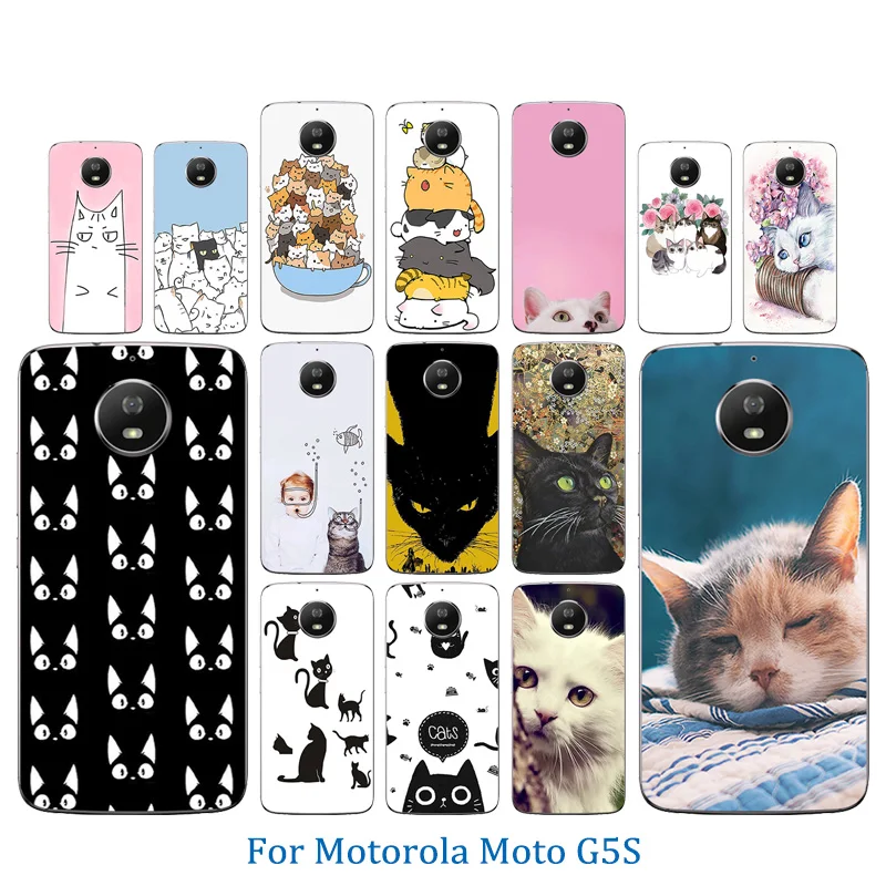 for Motorola Moto G5s Phone Case Luck Cat Pattern Cover Slim Soft Silicone Capa XT1793 XT1794 XT1792 Shell |