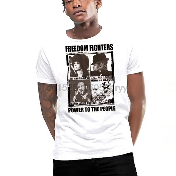Черная футболка с месяцем истории Angela Davis Malcolm X Huey P Newton Garvey | Мужская одежда