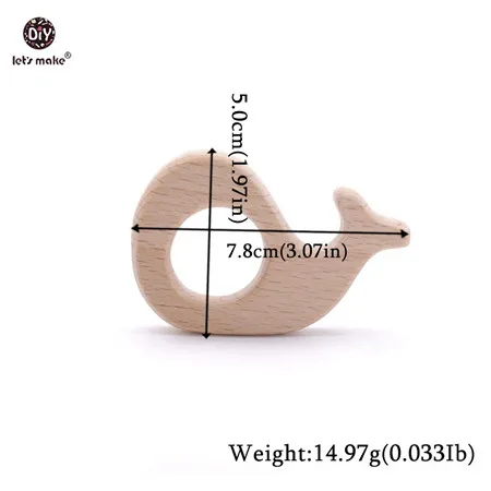 Let's Make 1PC Baby Teether Animal Wood Rings Elephant Camera Heart BPA Free Wooden Teether Nursing Accessorie Teething Toys whale