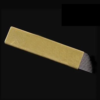 

NEW 50PCS 12/14 Pin Permanent Makeup Eyebrow Tatoo Blade Microblading Needles For 3D Embroidery Manual Tattoo Pen Machine