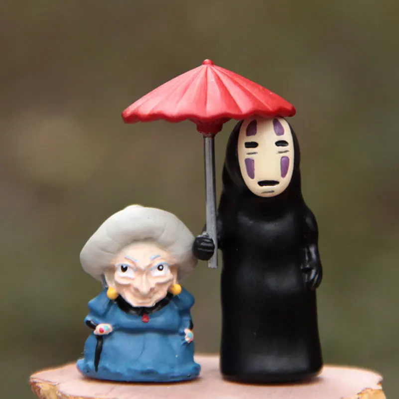 

2pcs/set Mini Exquisite No Face Man Faceless Male Miyazaki Hayao Spirited Away Micro Landscape Ornament Action Figure Model Gift