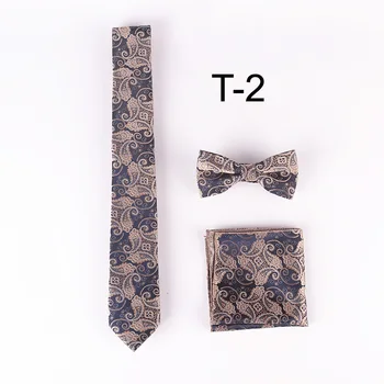 

Lingyao Luxury Necktie Set Paisley Gravata with Handkerchief Butterfly