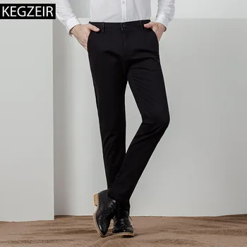 

Brand Spring Winter Business Casual Pants Men Straight Slim Fit Mens Trousers Stretch Warm Zipper Pants For Men Broek Mannen