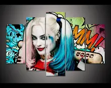 5 panel große HD gedruckt malerei movie poster Squad harley leinwand hauptdekorwandkunst bilder für wohnzimmer F319