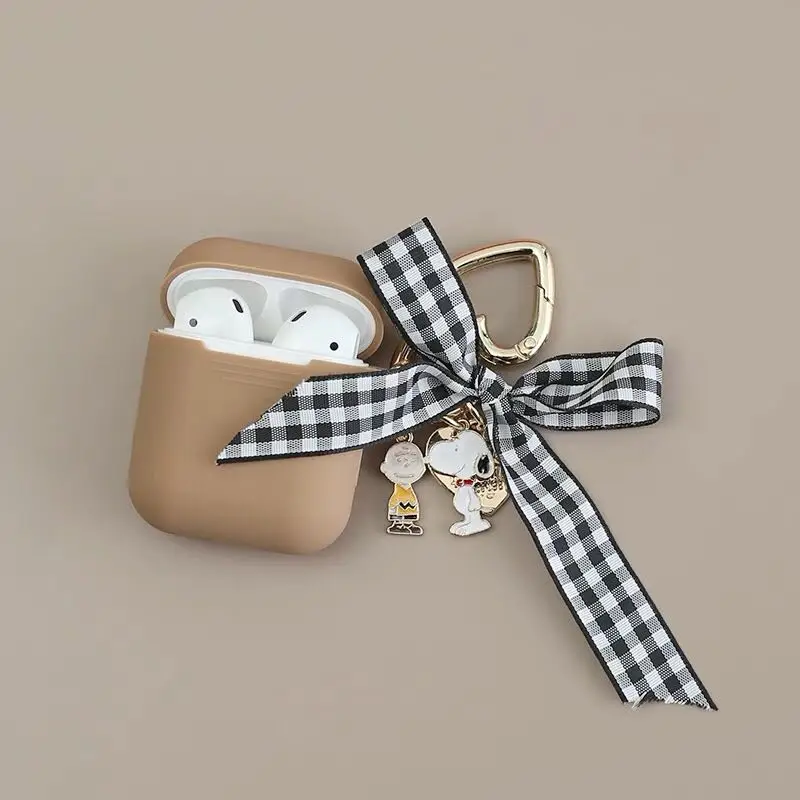 Khaki Простой силиконовый чехол для Apple Airpods чехол Аксессуары Защитный чехол Bluetooth наушники Чехол Air pods милый брелок для ключей - Цвет: Khaki