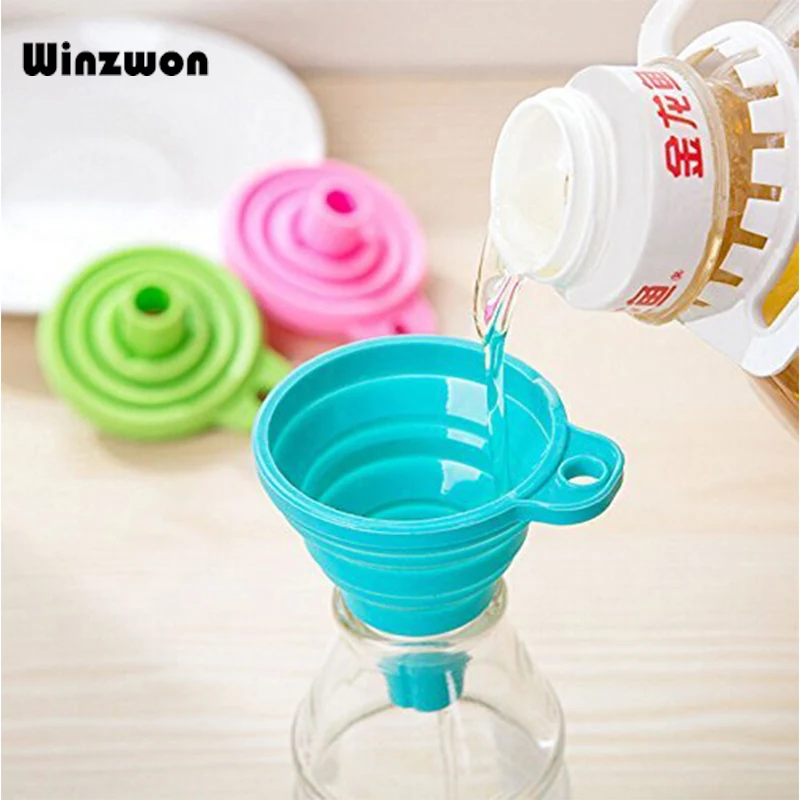 

1Pcs Portable Foldable Silicone Funnel Oil Honey Liquid Funnels Collapsible Wine Funnel Hopper Cooking Tools Kitchen Gadgets
