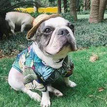 TAILUP собака рубашки хлопок лето пляж майка с коротким рукавом котенок щенок жилет короткие одежда для домашних питомцев; кошки собака футболка Топы в гавайском стиле