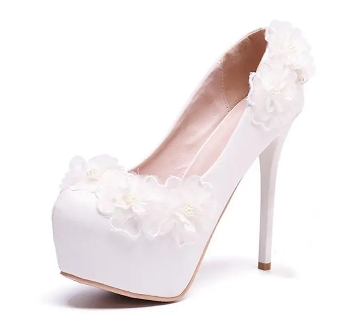 

New arrivers Shoes Wedding Bridal Platform High Heel Ivory White Crystal Peep toe Bride Bridesmaid ladies Prom Pumps