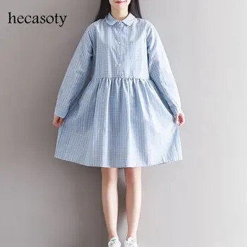 

Maternity Clothes New Art Retro Plaid Loose Waist Dress Fashion Long Sleeve Plus Size Dress for Pregnant Woman Pregnancy Clothes