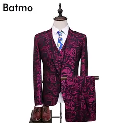 Batmo 2017 новое поступление Высокое качество модные красные с принтом Мужская suis, торжественное платье костюм для мужчин, мужские
