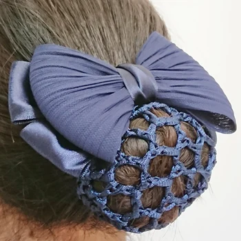 

Fashion Professional head net flower bow hair nets Flight attendant nurse net hair bow hair clips