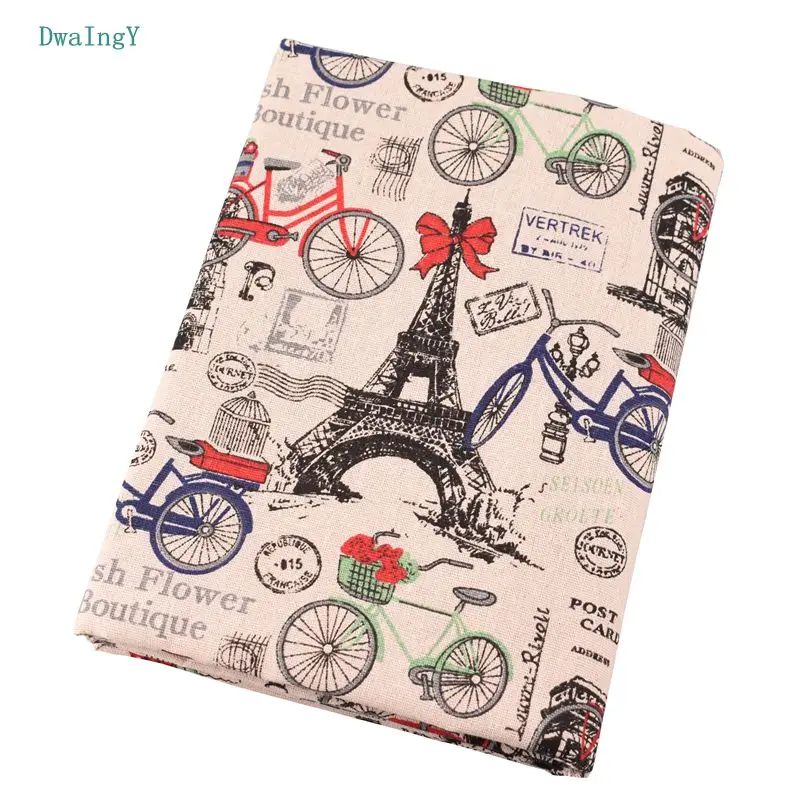 

DwaIngY Printed Tower Cotton Linen Fabric For Quilting DIY Sewing/Sofa/Table,Cloth Furniture Cover Tissue Cushion Material World