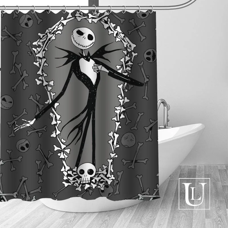 

Custom The Nightmare Before Christmas Skull Bathroom Curtain Waterproof Bathroom Fabric Polyester Shower Curtain 1pcs custom