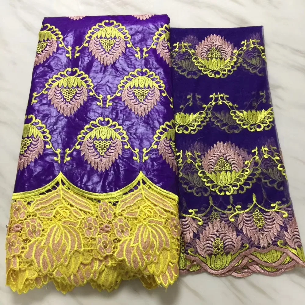 

High Quality 5Yards Bazin Riche Getzner 2018 New Design African Bazin Riche Getzner Fabric+2Yards Mesh Tulle Lace With Beads