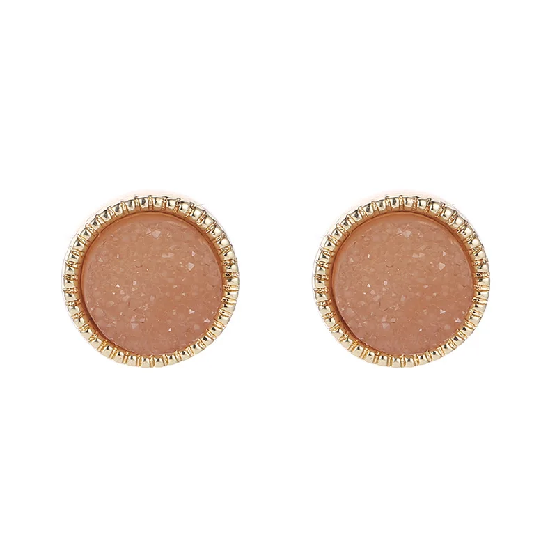 Druzy Drusy Stud Earrings Mini Resin Round Stud Fashion Famous Brand Designer Jewelry Gold Stud