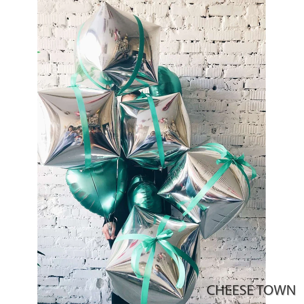 

20pcs/lot 40*40*40CM Cube Foil Balloons Four Square Rose Gold Red Silver Christmas Party Gifts Box Big Helium Balloon Decoration