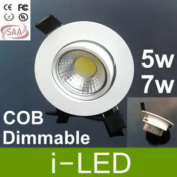 

4p/lot Led downlight cob dimmable 5W 7W LED Spot light ceiling lamp bulb warm cool white white shell AC85-265 UL CE+ Driver