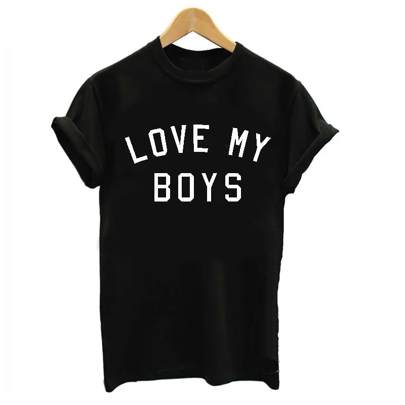 Женская футболка EnjoytheSpirit с надписью Love My Boys короткими рукавами для мамы и дочки