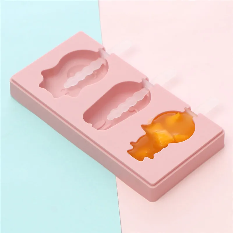 Covered Cartoon 3 Piece Ice Cream Ice Cube Mold Kitchen 2 Colors Multi-type Silicone Homemade Manual Diy Ice Cream Mold Home