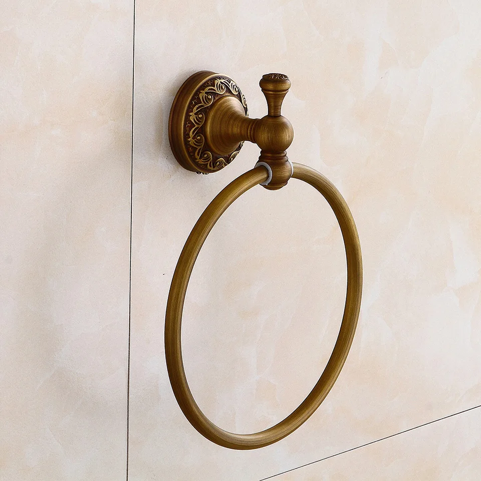 

European Style Vintage Copper Towel Ring Brushed Brass Towel Rings Bathroom Accessory Bathroom Hardware Towel Holder