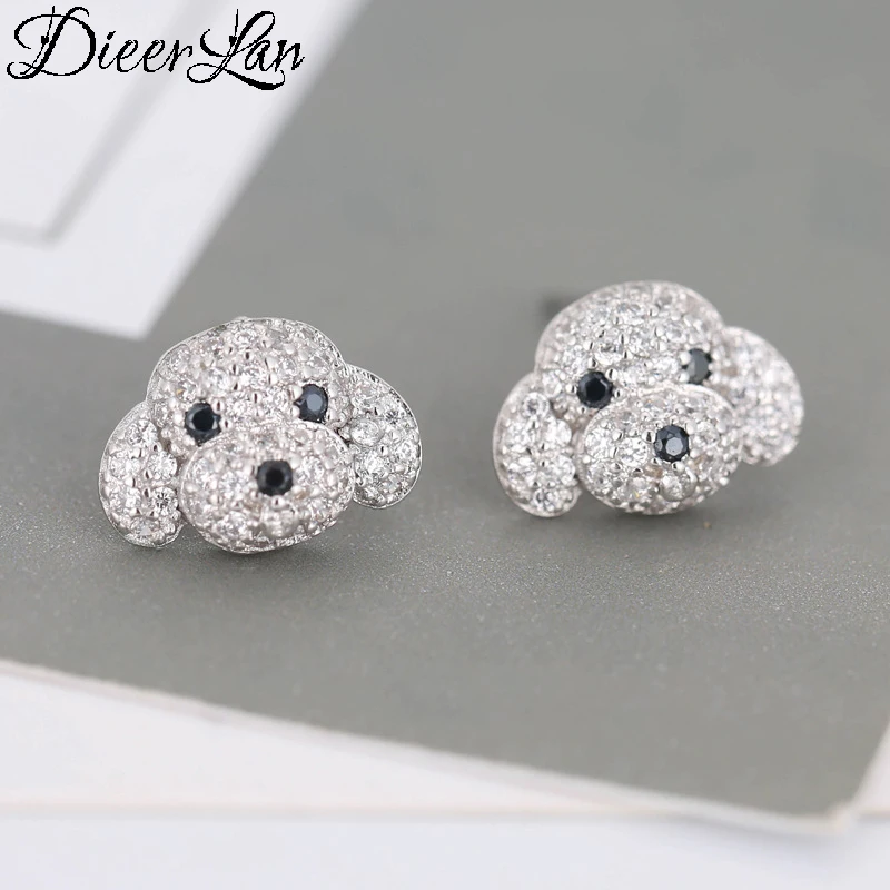 Dieerlan корейской моды 925 пробы серебряные серьги для собак для Для женщин Свадебные украшения S925 сережки с кристаллами Brincos Brinco