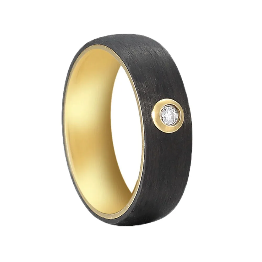 6 мм женское модное кольцо из углеродного волокна с фианитом для девушек и леди, для вечеринки, дня рождения, винтажное ювелирное изделие