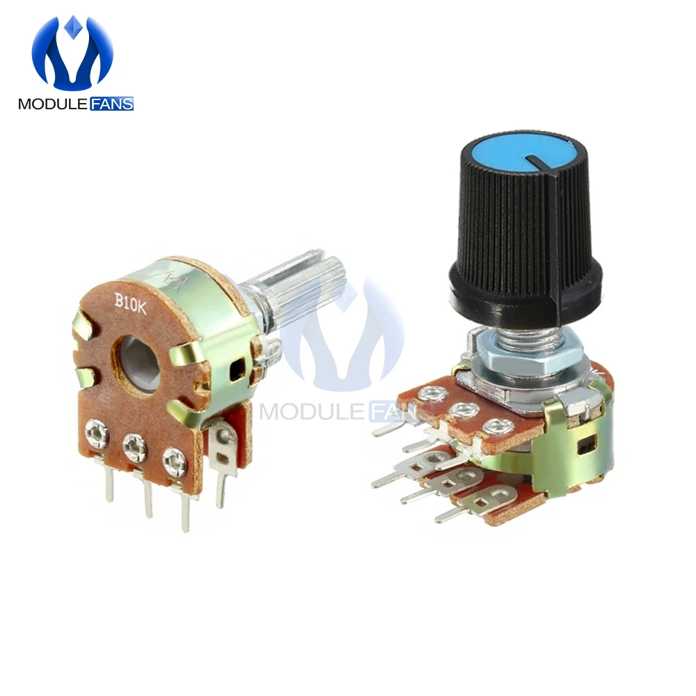 

5PCS B1K B2K B5K B10K B20K B50K B100K B250K B500K B1M Potentiometer Resistor Linear Taper Rotary Cap Knob Ohm Diy Electronic