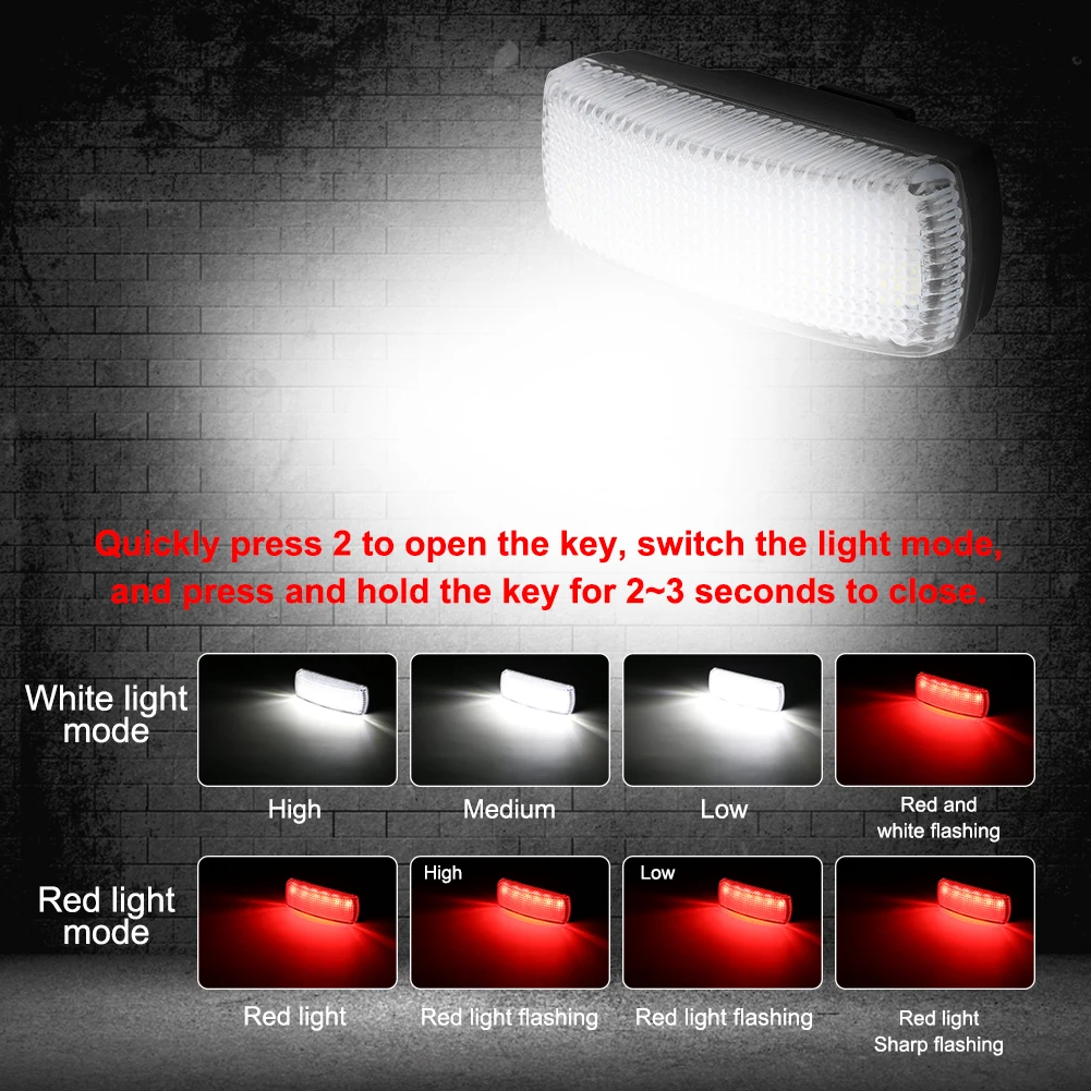 8 Mode Headlight Bicycle Taillight USB Rechargeable LED Headlamp Magnetic Head Flashlight Safety Warning Night Riding Rear Light
