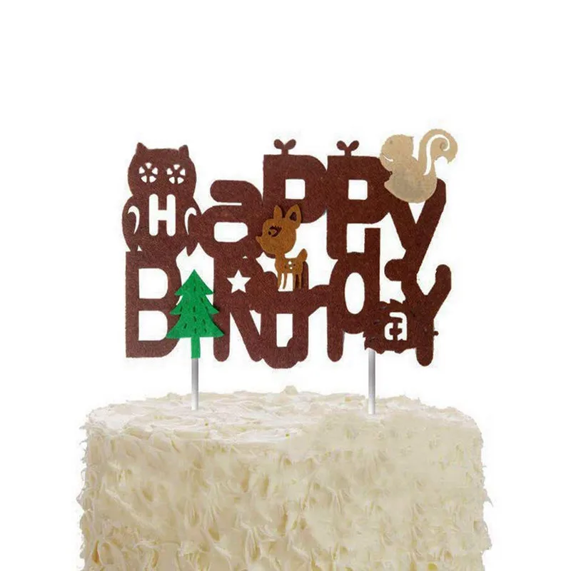 Omilut 12 шт. лесной вечерние украшения день рождения лесные животные торт обертывание джунгли сафари торт декоративный для Бэйби шауэра поставки - Цвет: big cake topper