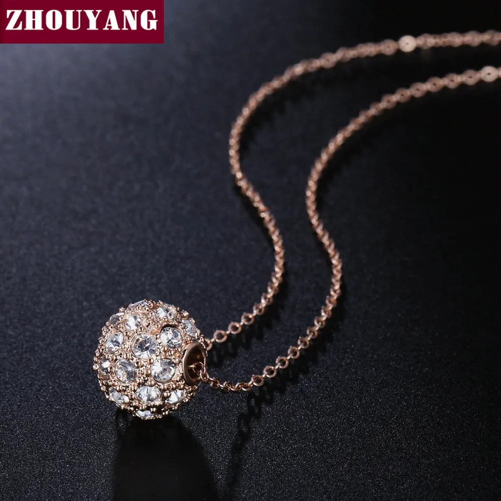 

Lucky Ball 1.3CM Rose Gold Color Pendant Necklace Jewelry CZ Crystal Top Quality ZYN252 ZYN168 ZYN264