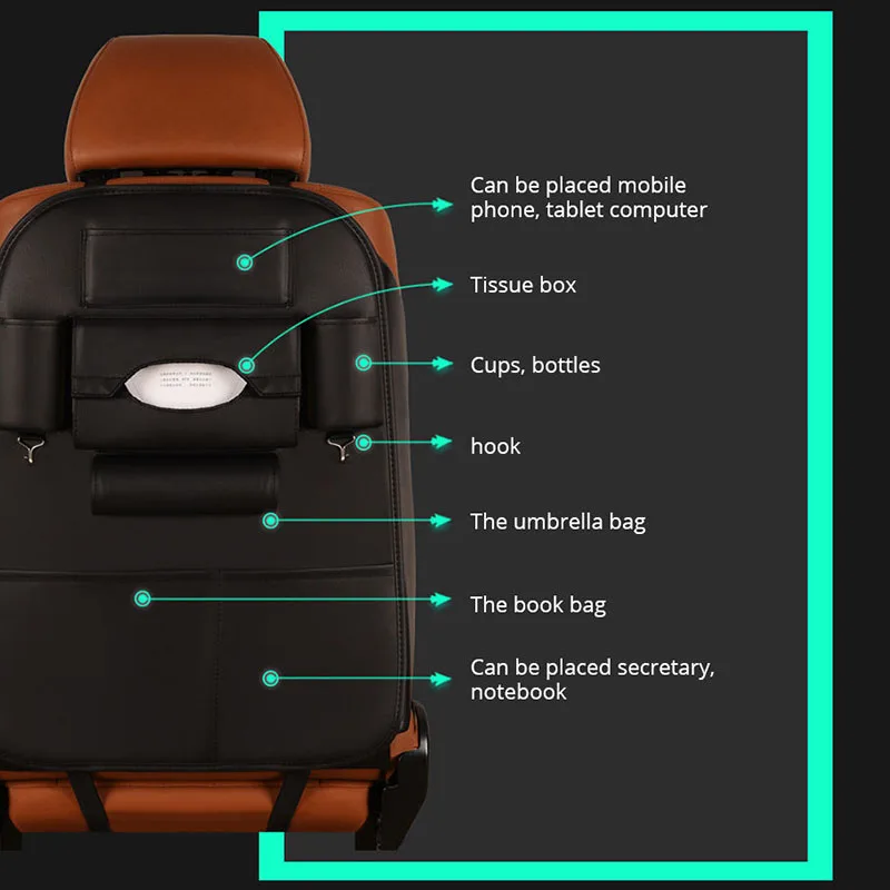 JX-LCLYL Car Seat Back Storage Bag Tidy Organiser Pocket Pouch Phone iPad Holder