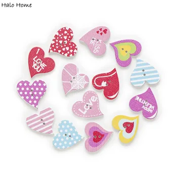 

30pcs Heart Shape Wood Buttons Gift Sewing Scrapbooking Clothing Headwear Handmade Crafts Home Decor Accessories DIY 20mm